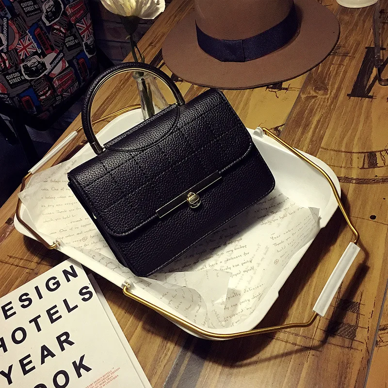 

New Fashion Korea Style Pu Leather Womens Handbags Lock Ladies Hand Bags Single Shoulder Messenger Bag, Accept customizable color