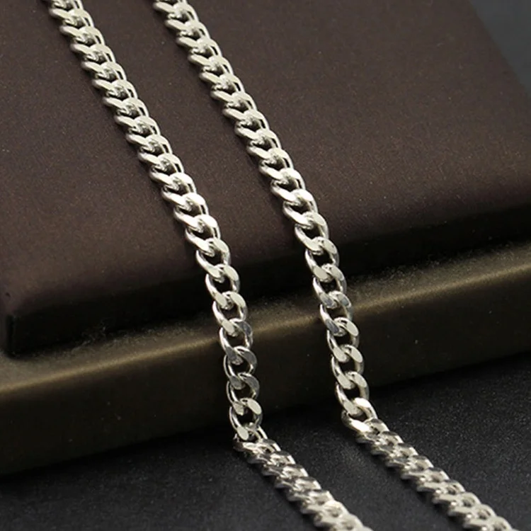 

2.5/3/3.7/4/4.6/5.2/5.6/6/7/7.8/8.5MM Italy 925 Sterling Silver Cuban Curb Link Chain Necklace Roll For Men, Siver