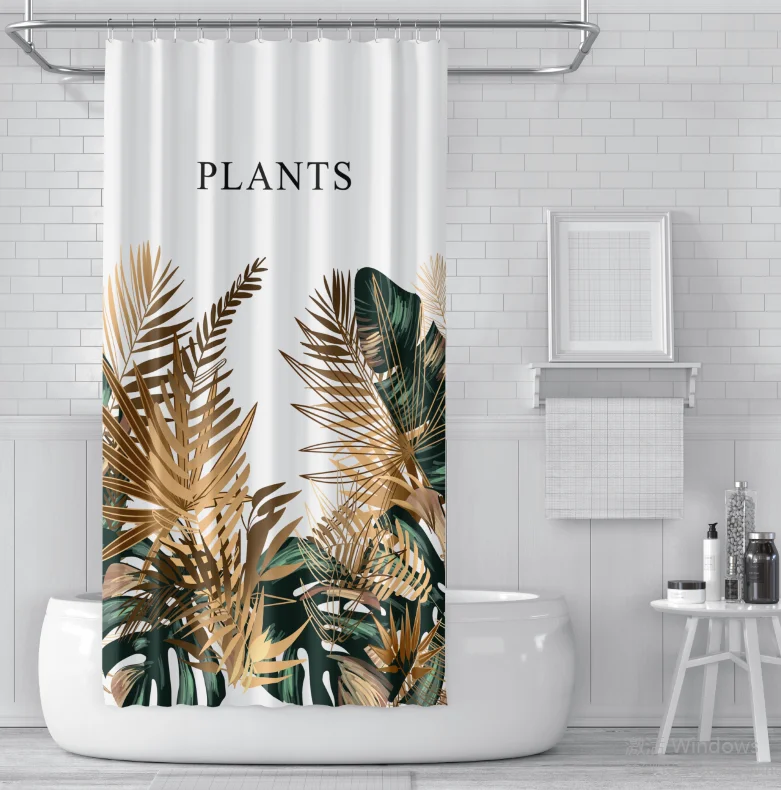

Fashionable peva waterproof fabric weed shower curtain with shower curtain and rugs, 3d digital print