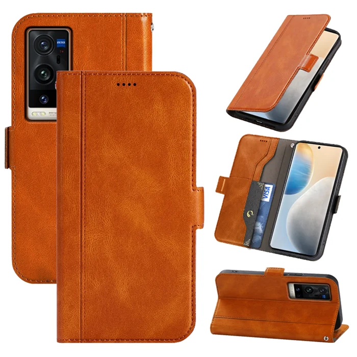 

Leather Wallet Case Strong Magnetic Magnet Phone Flip Cover for Vivo X70 X60 Pro+ 5g X50E Y53s Y73s Y52s V21 V21e S9 S9E S10