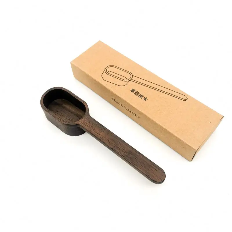 

Custom logo wood spoon bean tea scoop for Canister Wooden Tablespoon for Ground Coffee or Protein Handmade Measuring Spoons, Natural