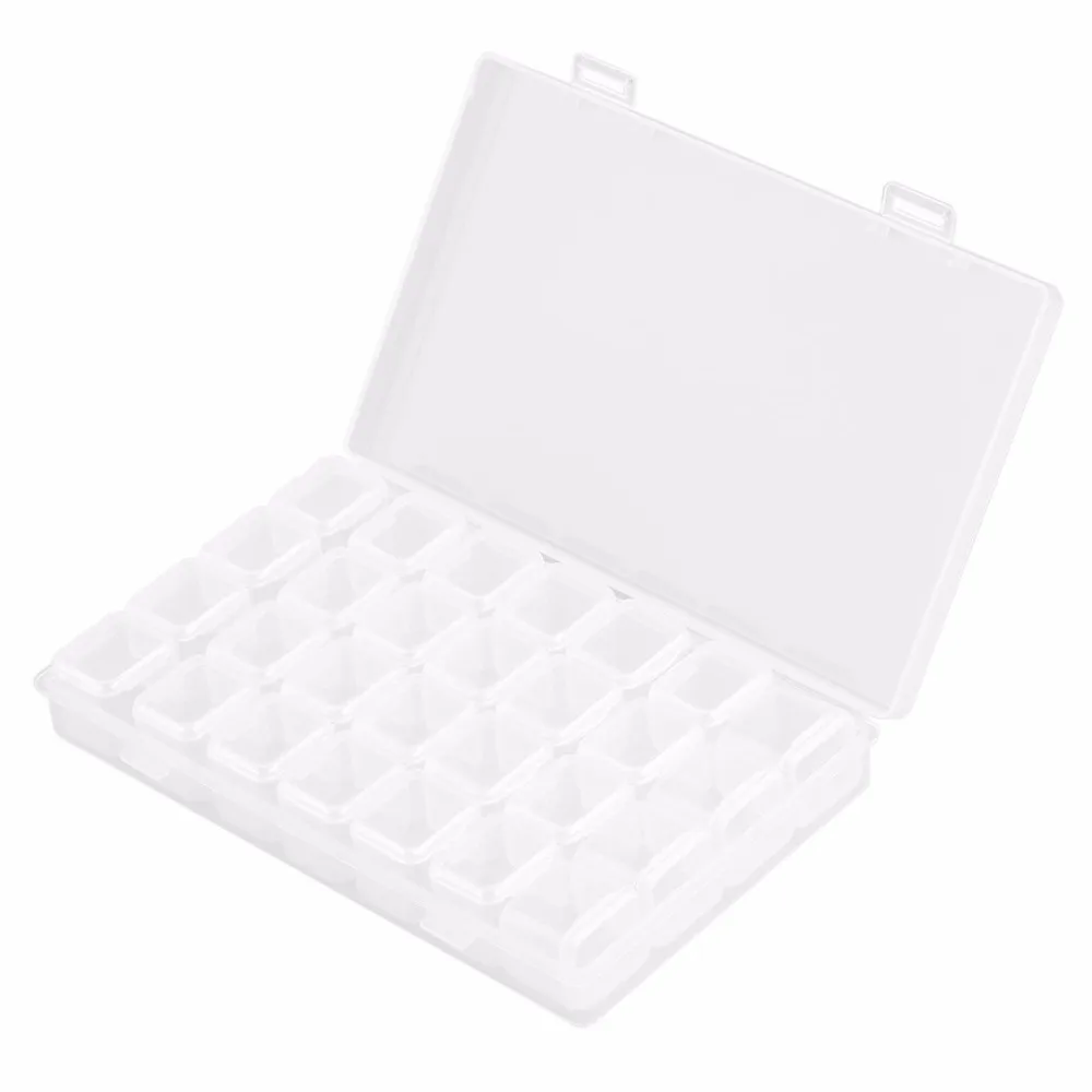

28 Slots Clear Plastic Empty Storage Box for Nail Art Manicure Tools Jewelry Beads Display Storage Case Organizer Holder