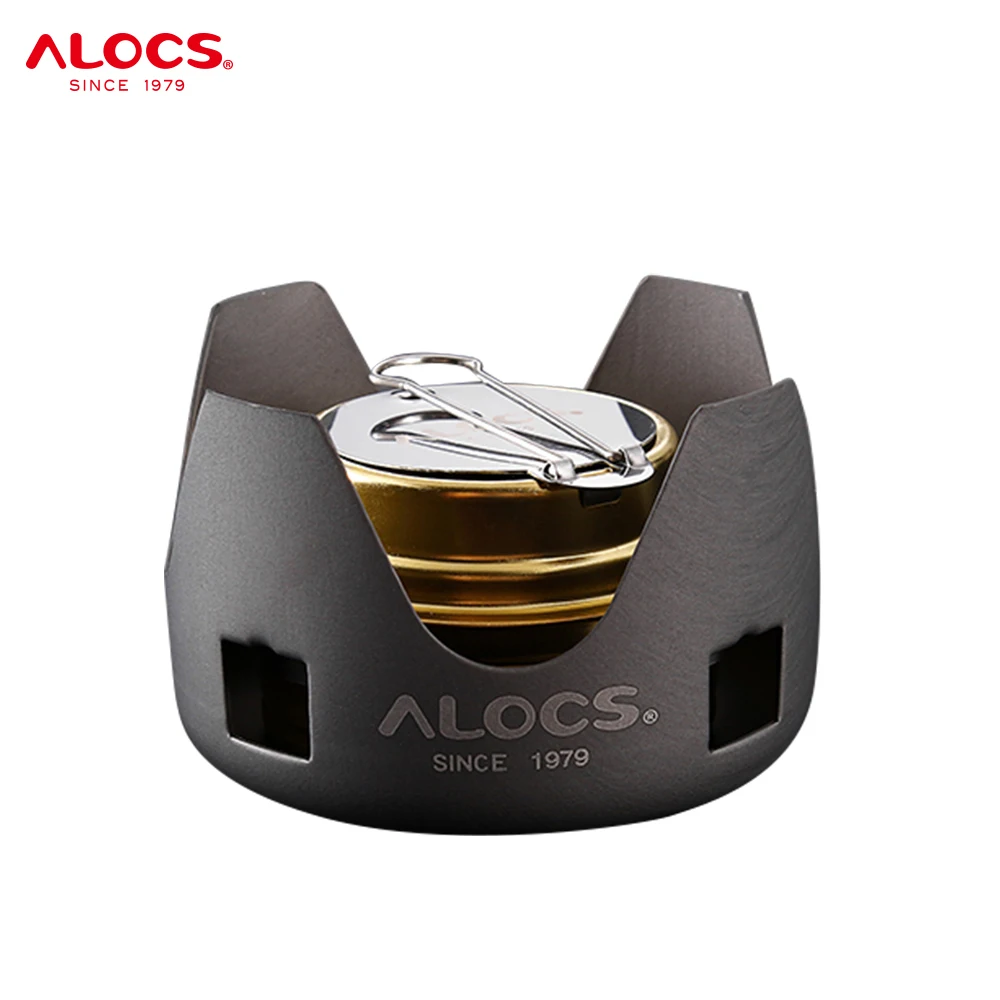 

Alocs The High Quality Aluminum Alloy Outdoor Mini Furnace Hiking Backpacking Cooking Portable Burner Camping Alcohol Stove, Black
