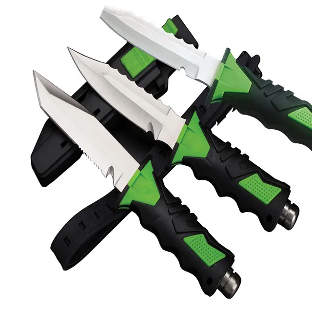 

hot sale 3 type of fixed blade stainless steel diving knife marine rescue knife, Blue, green