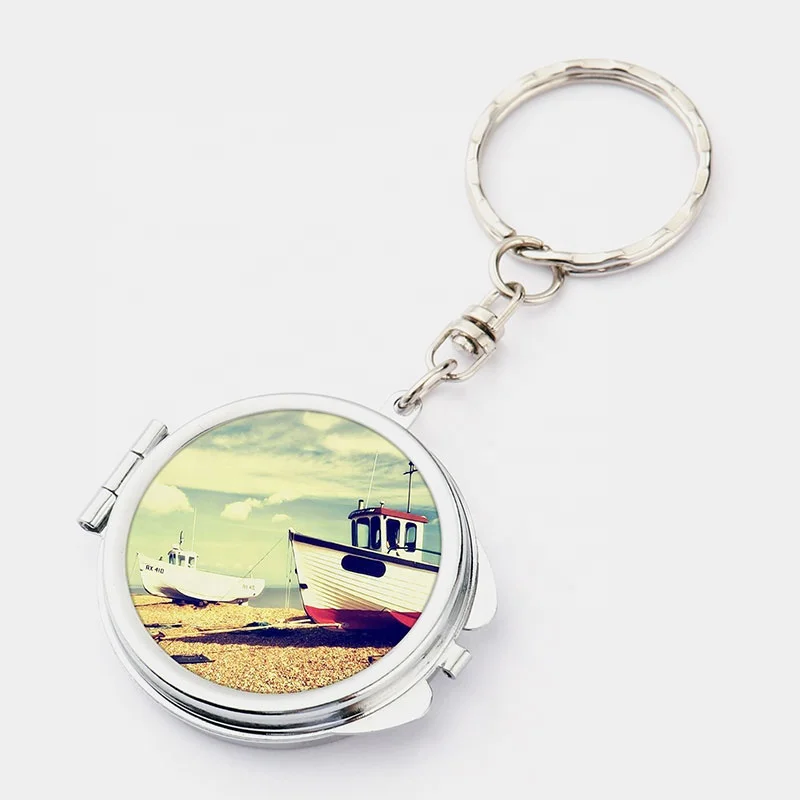 

Metal Ladies Gift Sublimation Double-sided Blank Portable Mirror Keychain, Silver