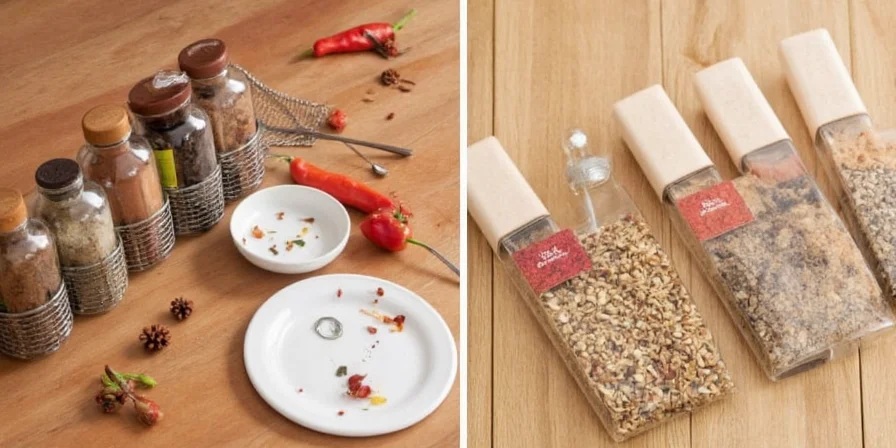 Before and after spice rack transformation
