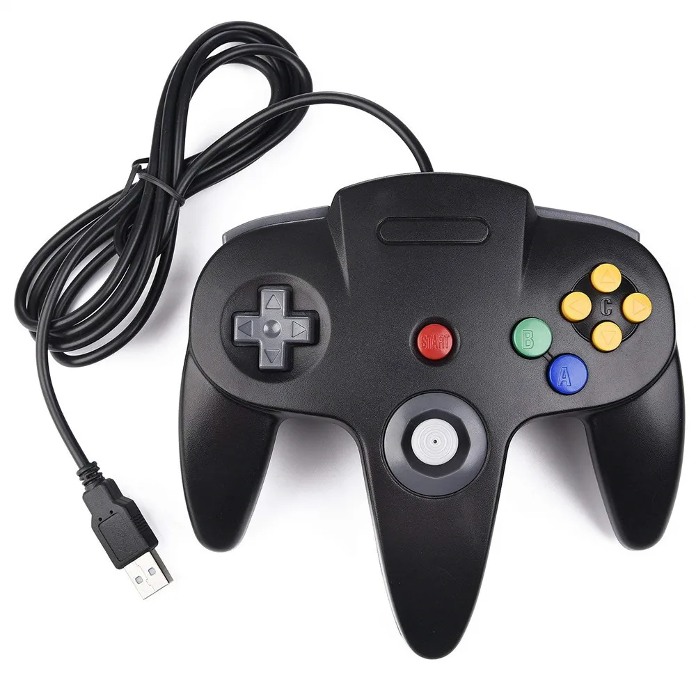 

USB Wired N64 Black Game Pad Gamepad Controller Joystick For Nintendo 64 Console, Black white blue red etc
