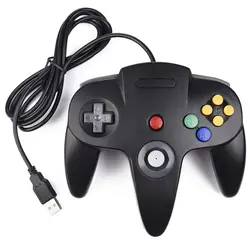 USB Wired N64 Black Game Pad Gamepad Controller Jo