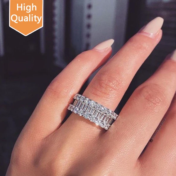 

Hot Sale Full Diamond Square Diamond Zircon Ring Fashion Ladies Peach Heart Wedding Diamond Ring Gift