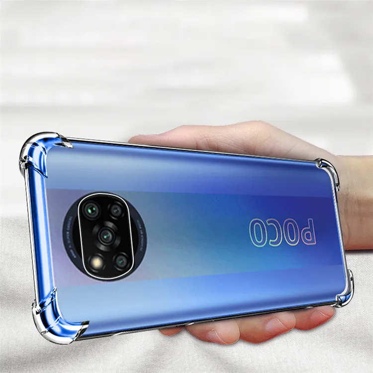 

2021 Fashion Transparent Anti-fall Phone Case For Xiaomi Mi Poco x3 nfc Soft TPU Back Cover For Xiaomi Poco f3 f2 m2 Pro C3 X2