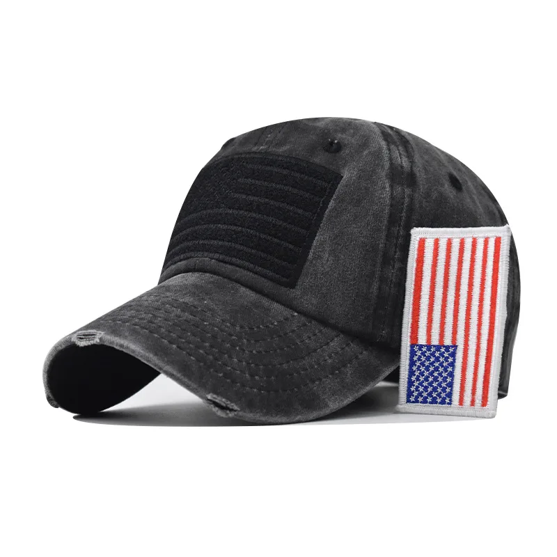 

Free shipping wholesale unisex american flag affixed seal washed hat USA sport baseball cap