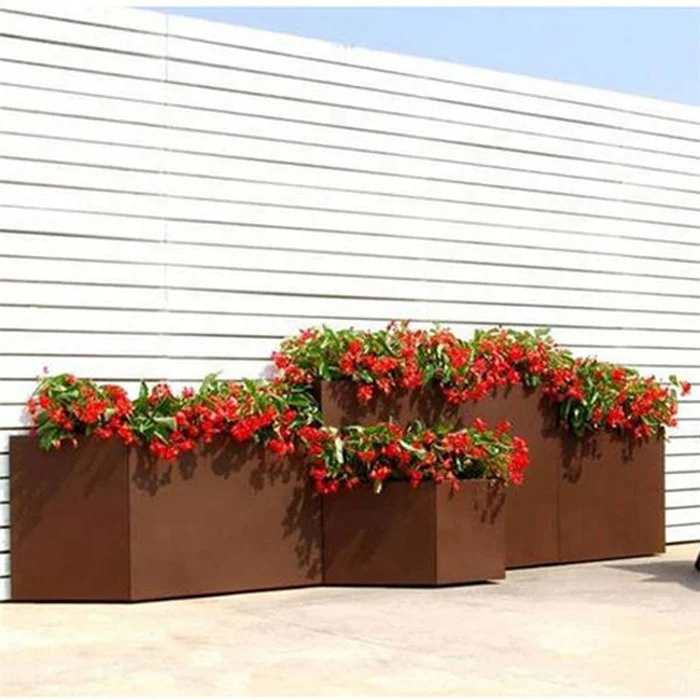 

Outdoor Raised Garden Corten Steel large Planters Rectangular Planter Box Flower Pot, Customized color