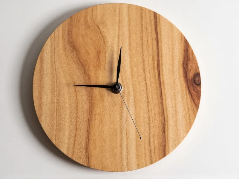 Handmade wooden clock with visible grain and natural finish