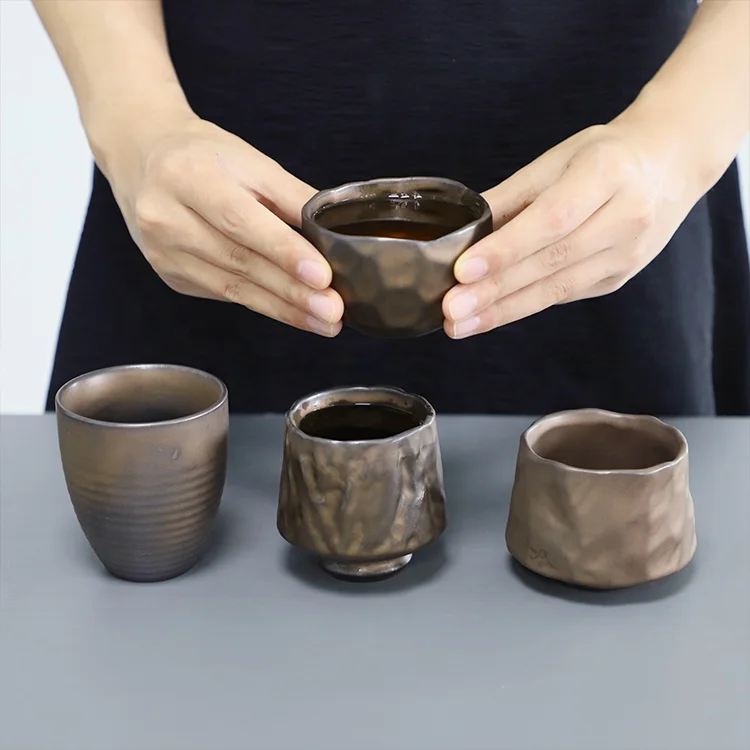 

Handmade Japanese Glaze Ceramic Tea Cup Vintage Stoneware Porcelain Cups Chinese Restaurant Gift Mug, Optional