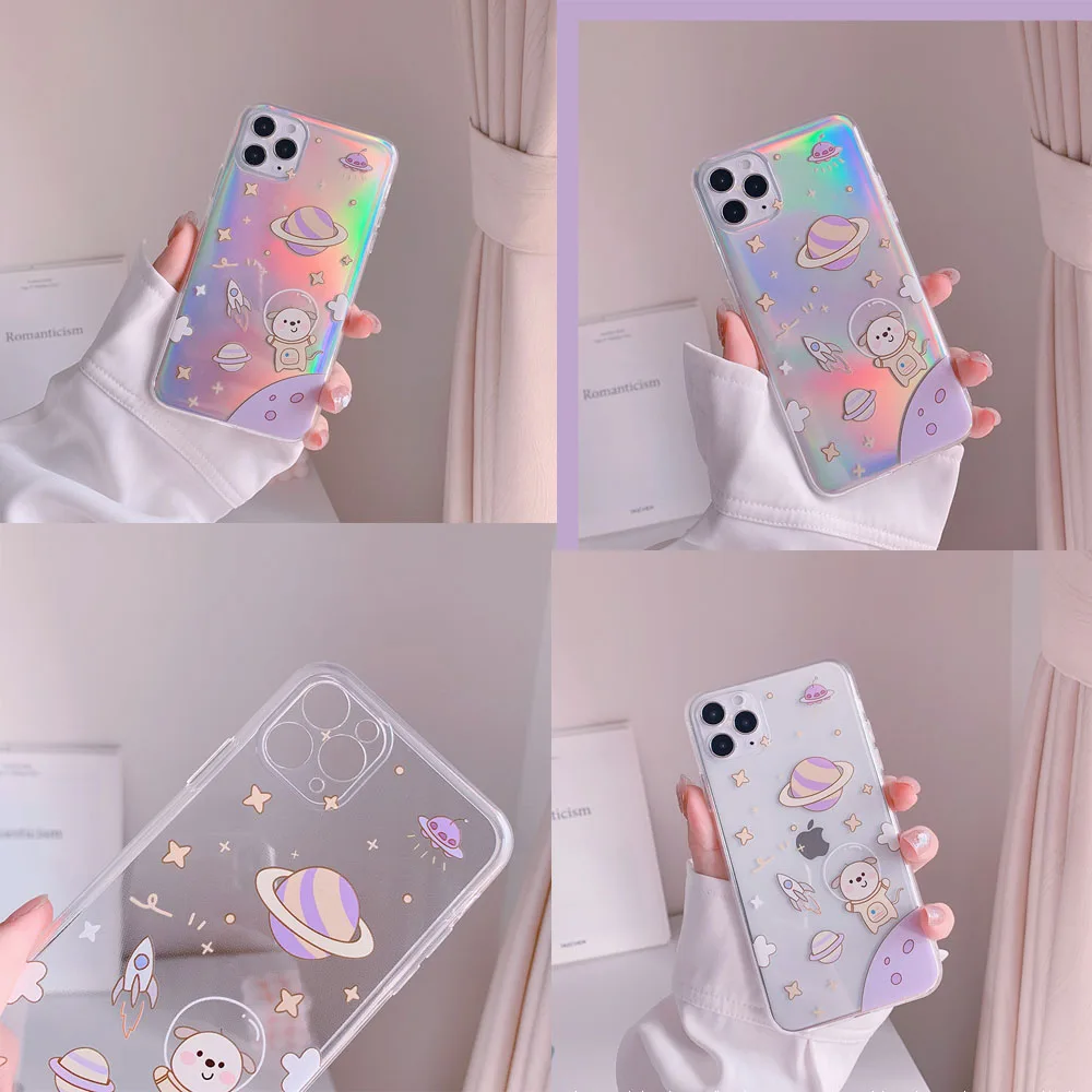 

Fashion laser space dog pattern earthquake-resistant fall-resistant durable mobile phone case for iPhone 11 Pro max huawei p30