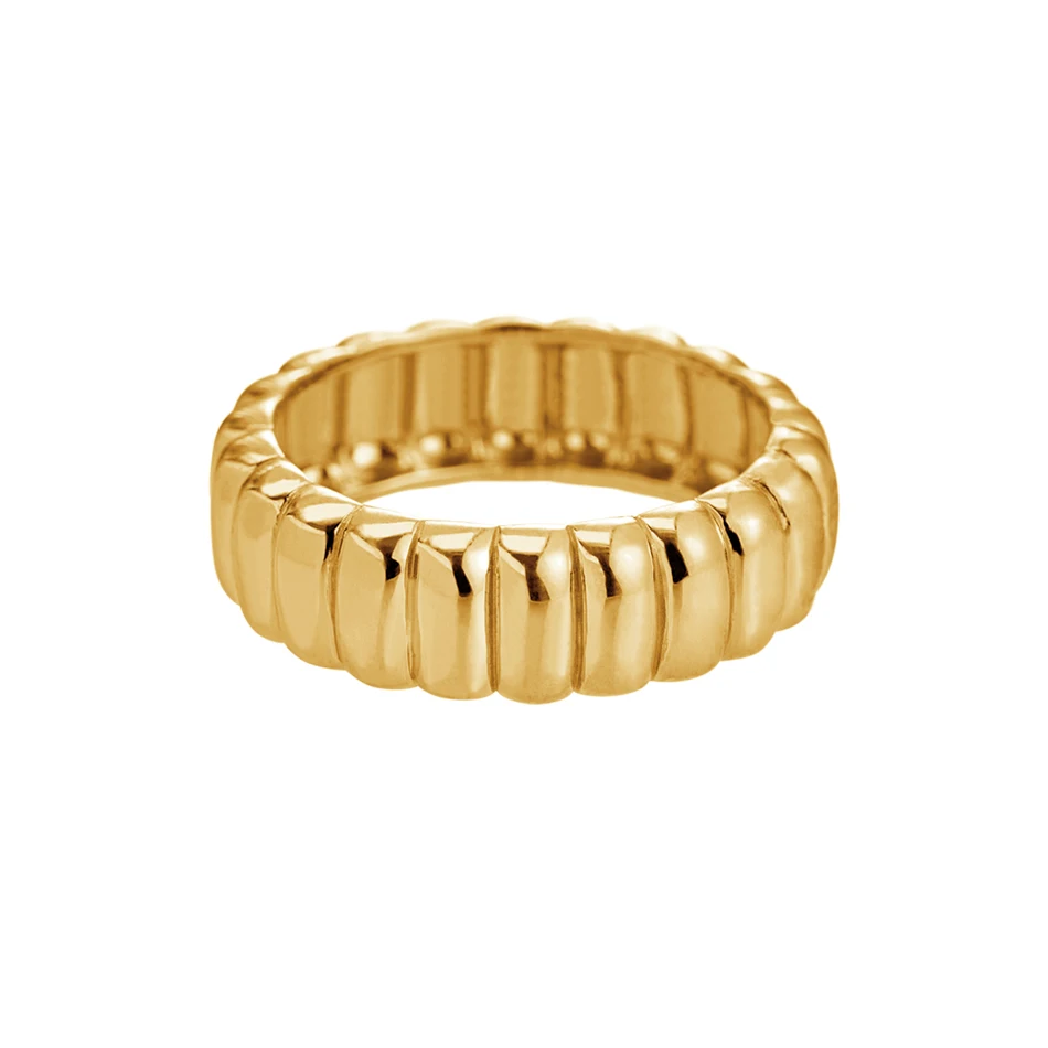 

gold plated filled band chunky croissant ring 925 sterling silver 18K gold plated thick bold rings jewelry woman