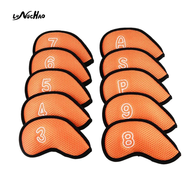 

2020 New Generation Sandwich Mesh 10 Pcs/Set Golf Iron Head Covers, Red