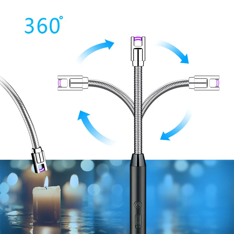 

Long stick fire-free plasma candle lighter electric barbecue outdoor camping customized USB charging arc kitchen lighter