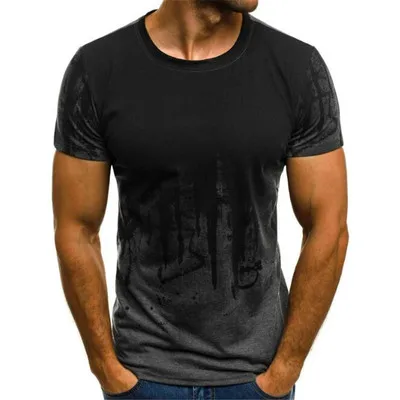 

Fashion Men's T-shirt Ink Painting Style Hand-painted Printing Casual Men's Street T-shirt Men's O-neck Casual T Shirt, Any color according to customer demanded