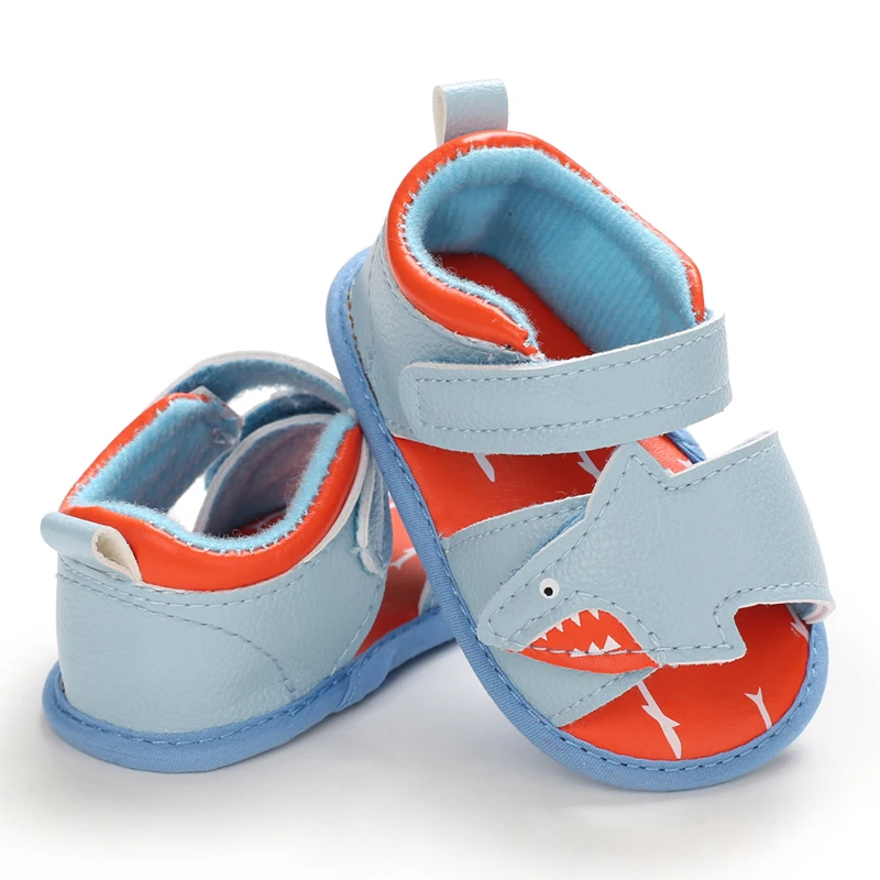 Cute Shark Fashion Summer Pu Leather Beach Slide Strap Toddler Sandals