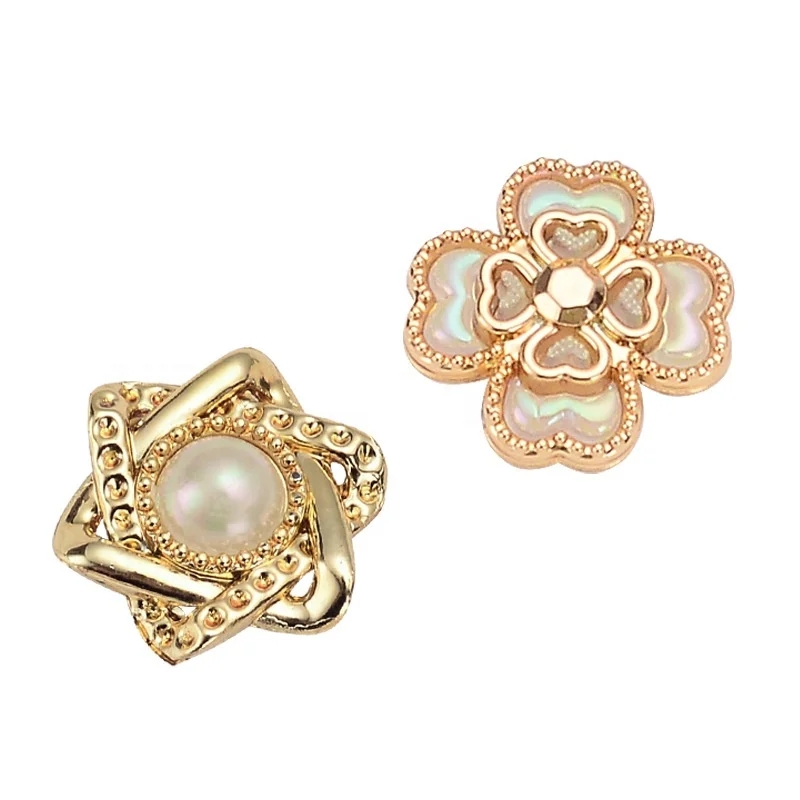 

XILIANGFEIZI Hot Selling Plastic Gold Shoe Charms Fashion Sandal Metal Buckle Flower Shoe Charm