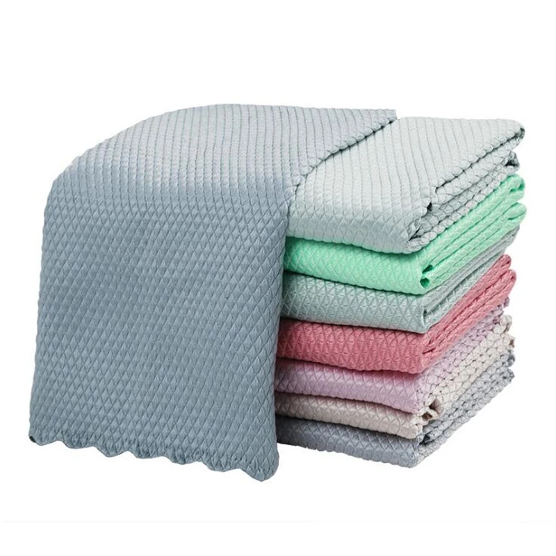 

Kitchen Anti-Grease Wiping Rags Efficient Fish Scale Cloth Cleaning Cloth Home Glass Washing Dish Cleaning Towel H976, Random color