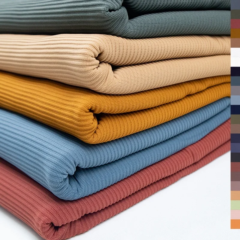 Ribbed Fabric for Bikini Nylon High Elasticity Printed Pinstripe Ribbed Sports Fabrics