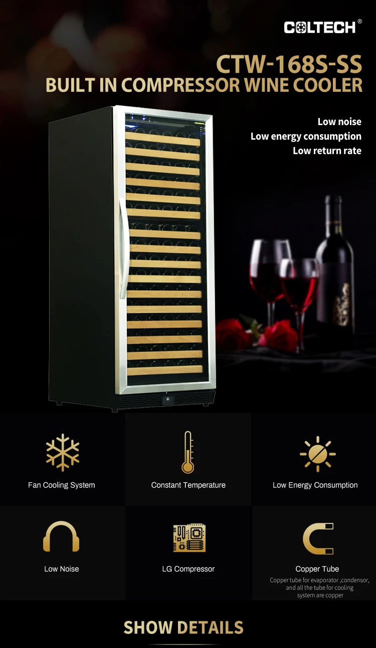 Large Ball Bearing Wooden Rack Humidity Control Led Wine Cooler Buy Large Wine Cooler,Humidity