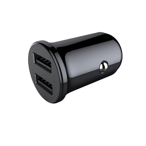 

Rohs FCC CE Oem Car Phone Mini Aluminum Alloy Charger Fast Charge 3.0 2.4A Dual Usb Ports Car Battery Charger, Black