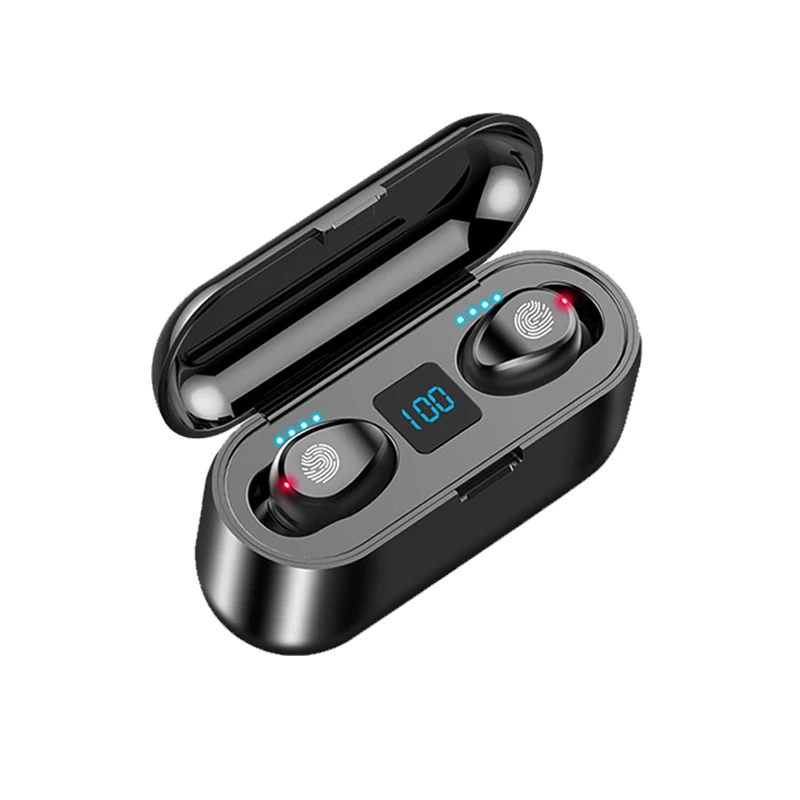 

2021 Twins Wireless Earphones BT 5.0 TWS Mini Bluetooths Earphones Headphones Mini Bluetooths Earbuds with 5000mAh Charging Box, Black