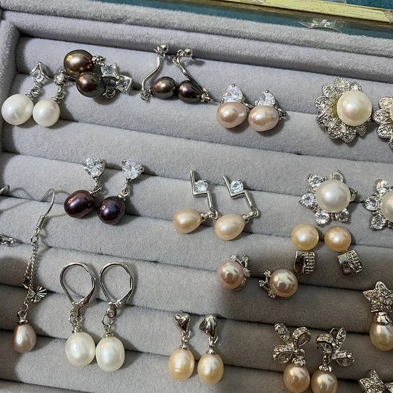 

PUSHI jewelry freshwater loose pearls inlaid zircon drop earrings korean style earings for women 2023 ladies style deess
