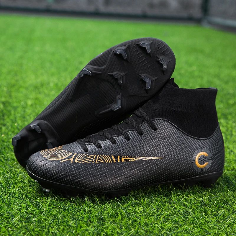 

New Men Football Shoes Outdoor Sneakers High Top Ankle Soccer Boots Professional Spike Cleats Mens Football Boots Chuteira