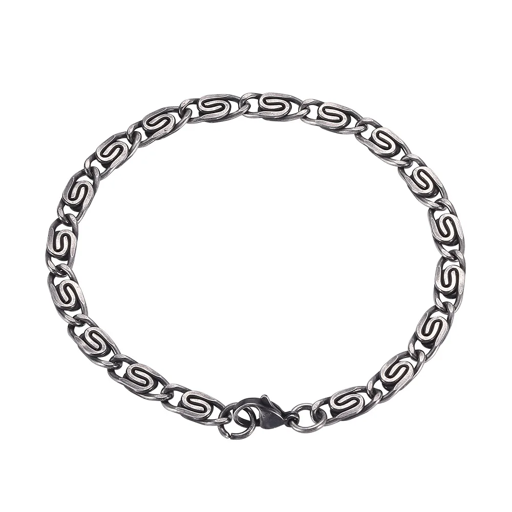 

European and American fashion men's bracelet steel titanium bracelet steel titanium chain bracelet, As pic