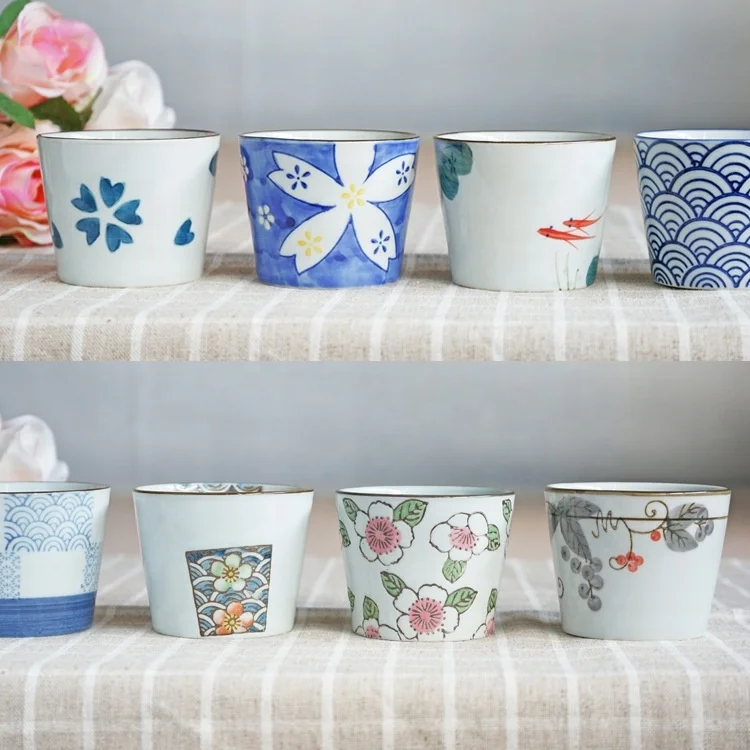 

Japanese style high temperature underglaze espresso ceramic milk bubble tea cups, White