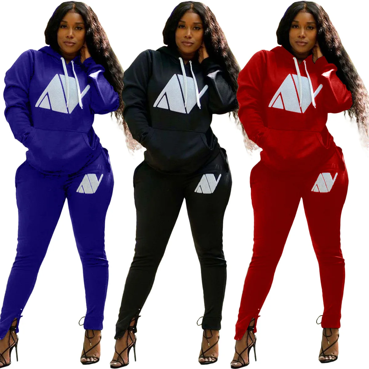 

Wholesale hot sales Casual leisure sportswear Hooded drawstring long sleeve sweater winter two piece set women