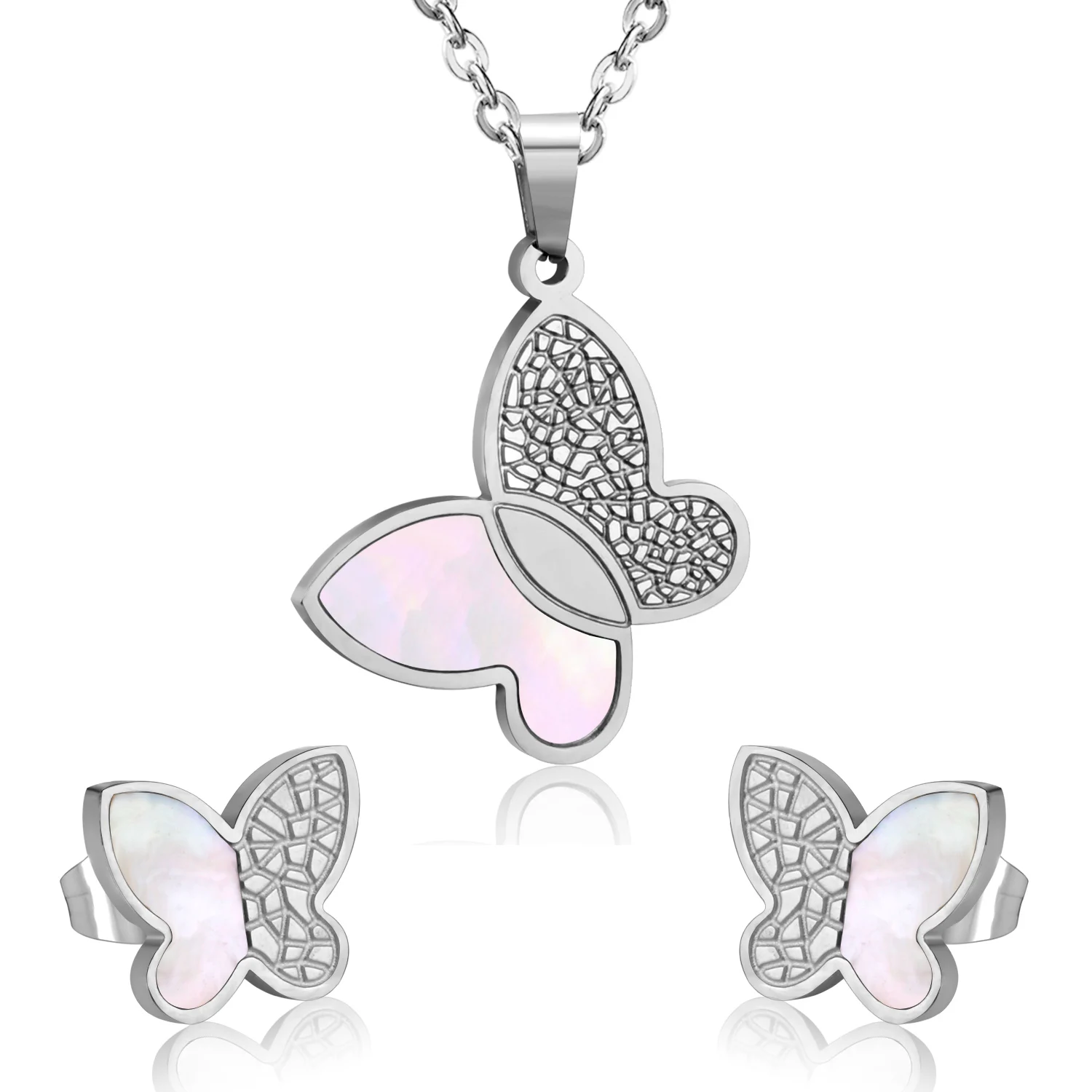 

Fashion Stainless Steel 18k Gold Butterfly Women Necklace Jewelry Sets