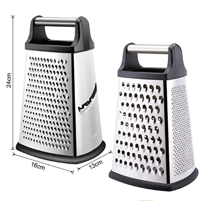 

Amazon Hot Sale 4 Side 10-inch Stainless Steel Box Grater For Parmesan Cheese Vegetables Ginger, Pantone colors