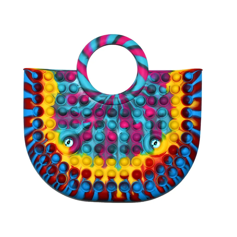 

MS5 Latest design ladies stress relief fidget toy bag silicone handbags popits bubble fidget hand bag for women, Picture color