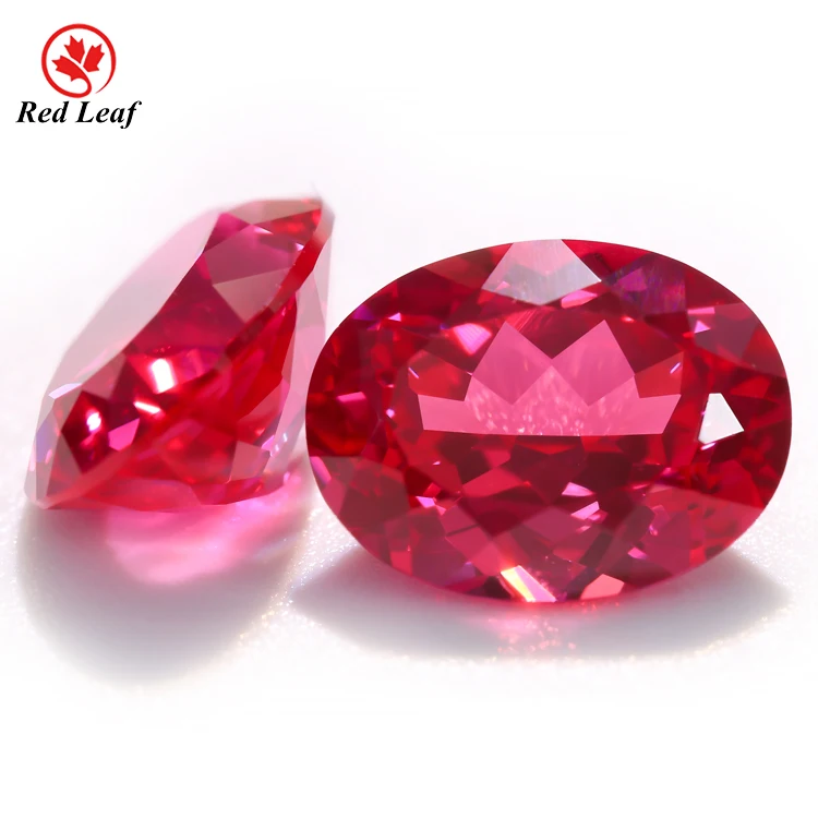

Redleaf gems hot Sell synthetic price oval shape loose red Ruby gemstone lab grown ruby