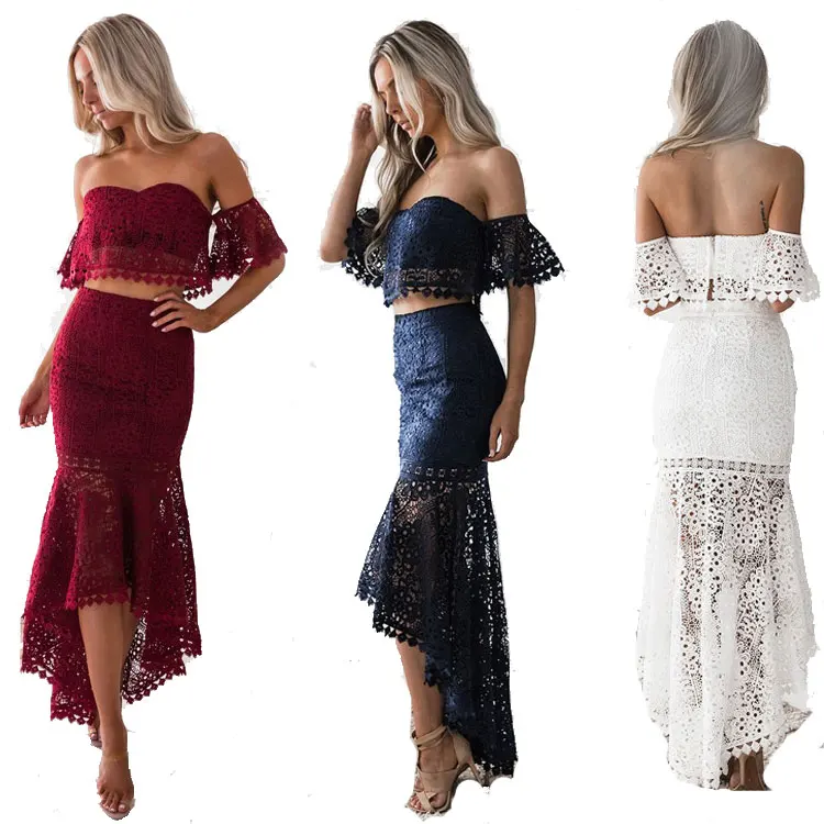 

2021 new arrivals summer fashion sexy women's clothing Lace bra open back pencil skirt two piece set
