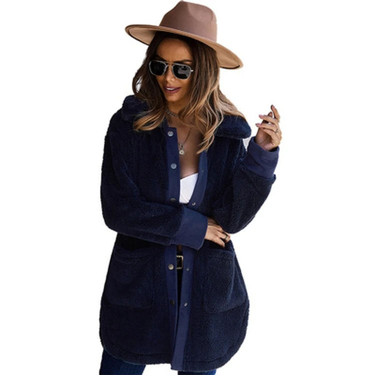 

Women 2021 Winter Fashion Polyester Coats Female Thick Plus Size Jackets Ladies Solid Color Long Coat Warm Overcoats