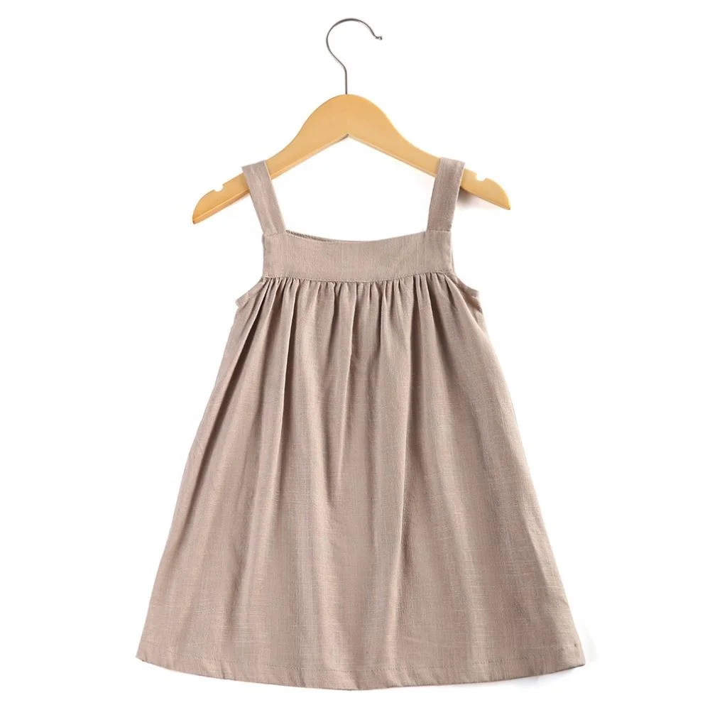 

NEW summer boutique muslin linen kids clothes cotton baby frock solid suspender skirt girls dress, Pic shows