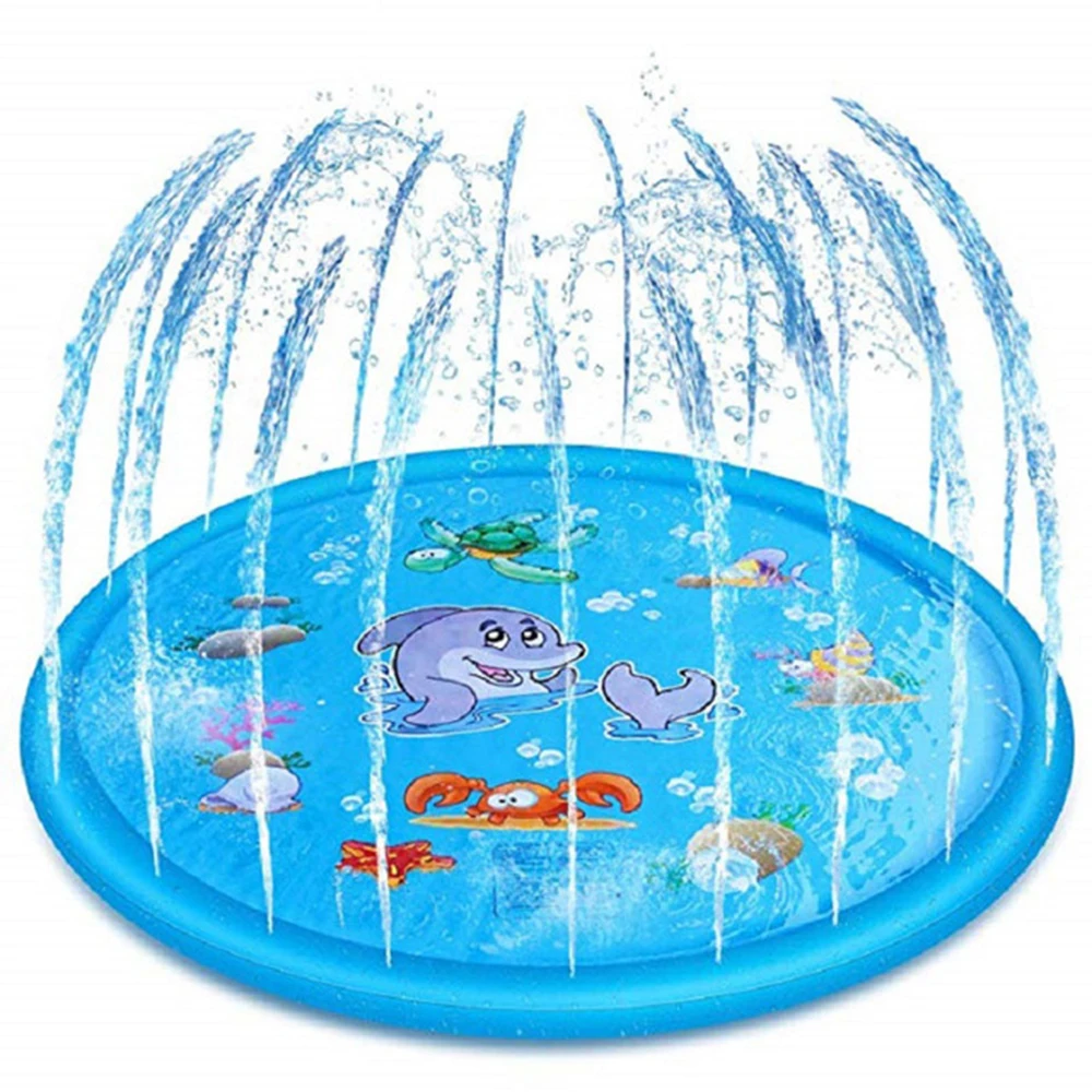 

150cm Amazon Hot Summer Outdoor PVC Lawn Inflatable Sprinkler Splash Pad, Games Beach Water Play Mat Pool For Children's Baby, Blue