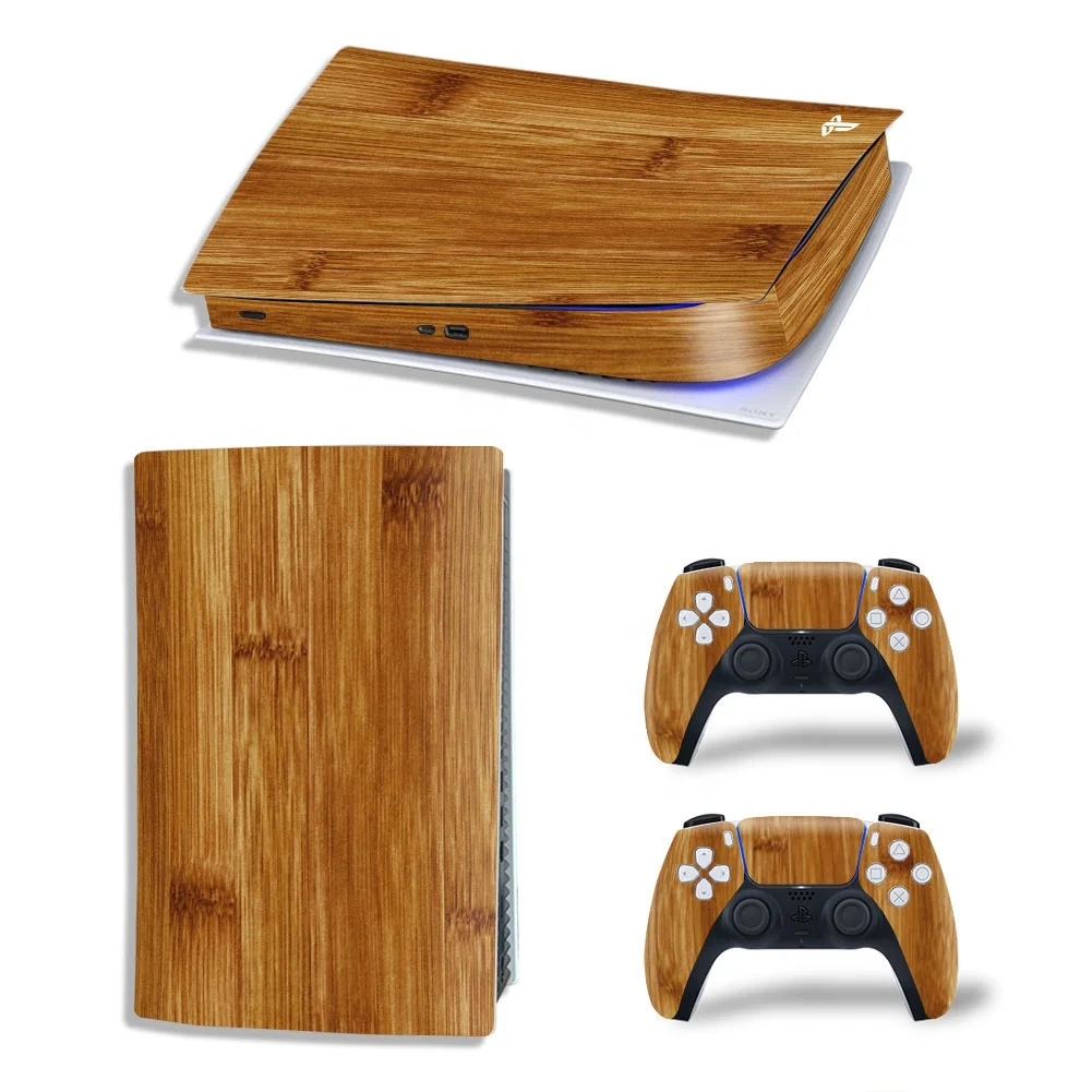 

Wood Style PS5 Standard Disc Skin Sticker Decal Cover for PlayStation 5 Console and Controllers PS5 Skin Sticker Vinyl, Mixture color