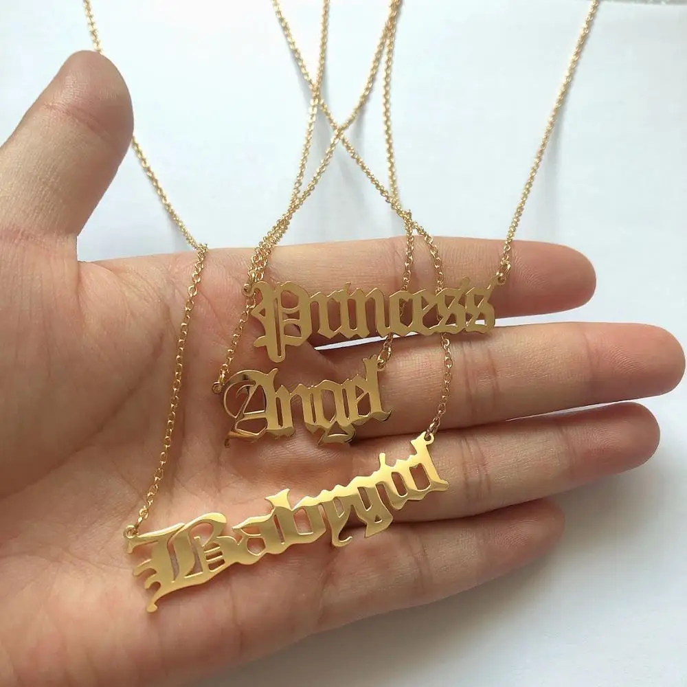 

Inspire Jewelry Custom Personalized Old English letter Babygirl Angel Honey Princess necklace 18k gold plated hot selling, Silver,gold,rose gold,black and so on