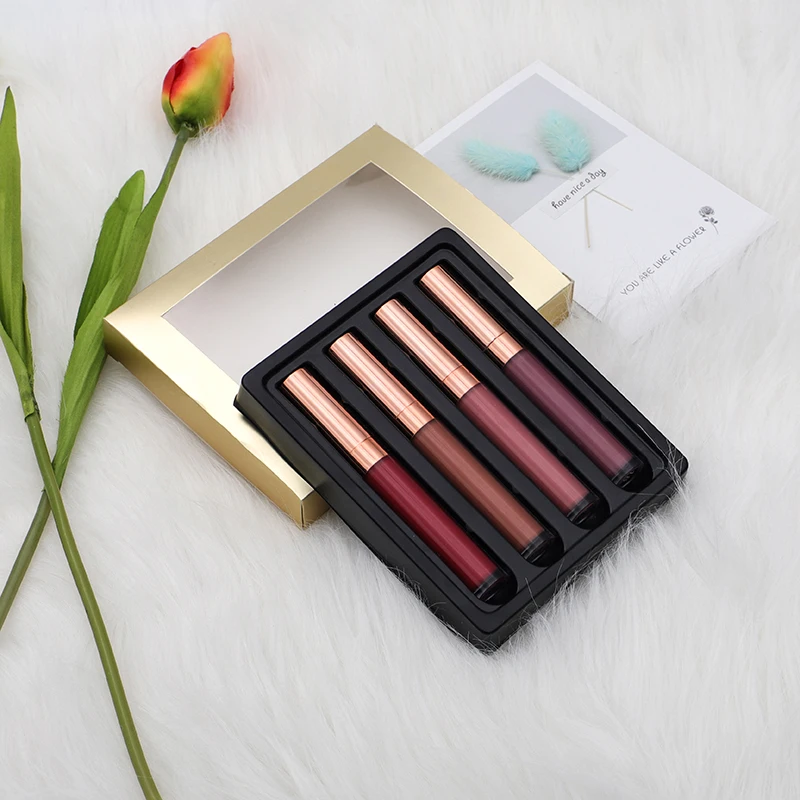 

Long Lasting Waterproof 4pcs High Quality Lipstick Set Luxury Matte Lipstick Private Label, Muliti-color