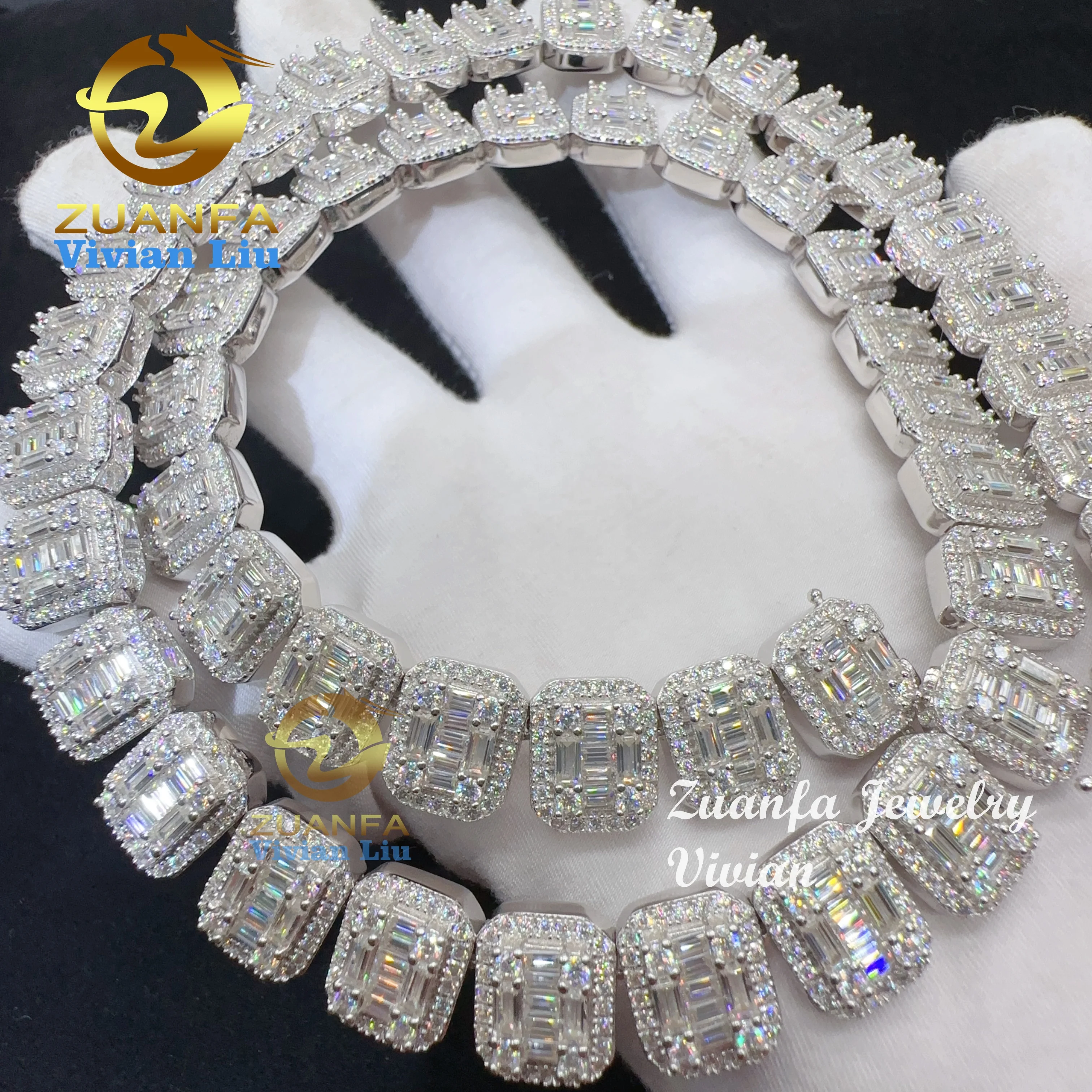 

Iced out vvs moissanite necklace sterling silver custom luxury miami cuban link chain