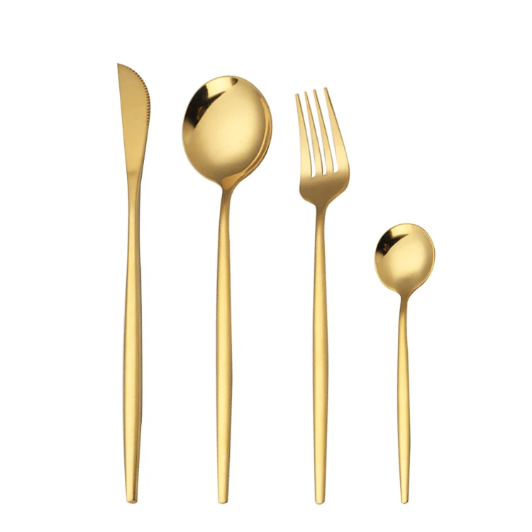 

Factory Directly Sales Stainless Steel Gold Cutlery Set For Wedding Flatware Knife Fork Spoon