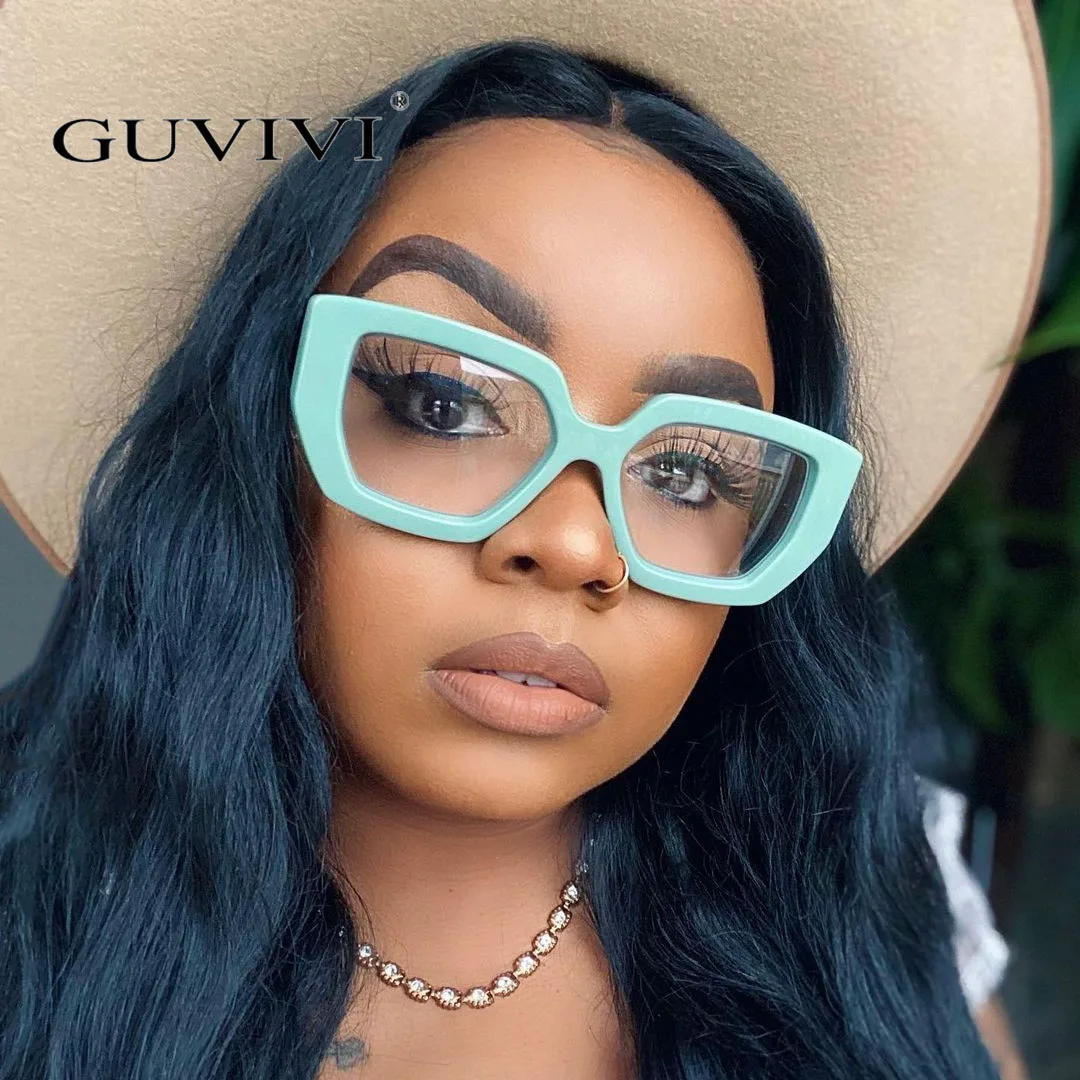 

GUVIVI Oversized square Sunglasses vintage retro Blue light sunglasses Polygonal personality optical glasses frame, Mix colors