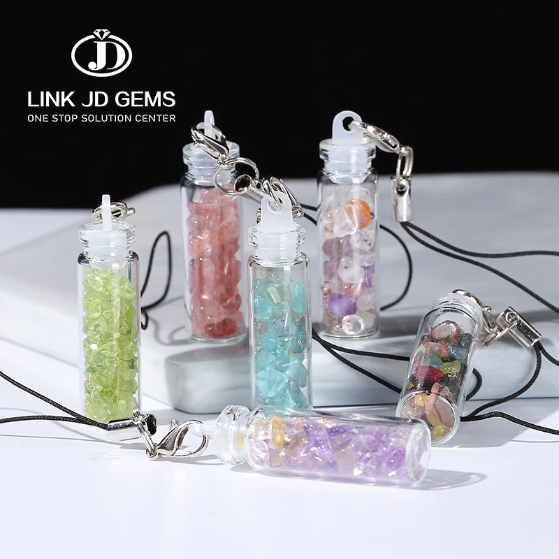 

JD Natural Quartz Crystal Gravel Amethysts Stone Beads Gem Stone Chip Mineral Wishing Bottle for Souvenir Gifts